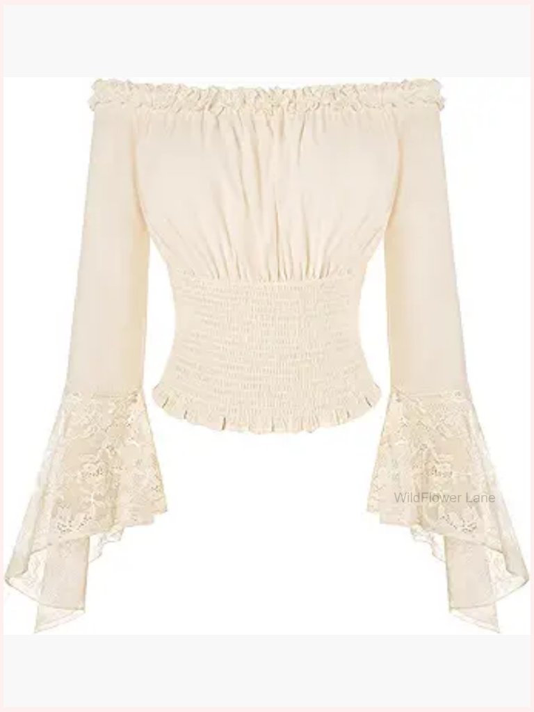Bell Sleeve Off Shoulder Blouse Renaissance Pirate Dressy Top
